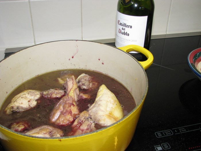 Cooking the Chicken in Red Wine
