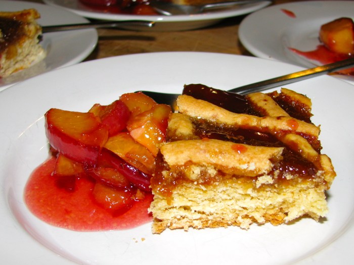 Peach Torte with Flambeed Peaches